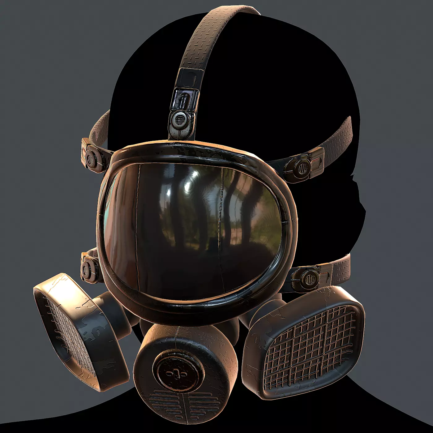 Gas mask helmet 3d model scifi Low-poly Low-poly 3D model_0