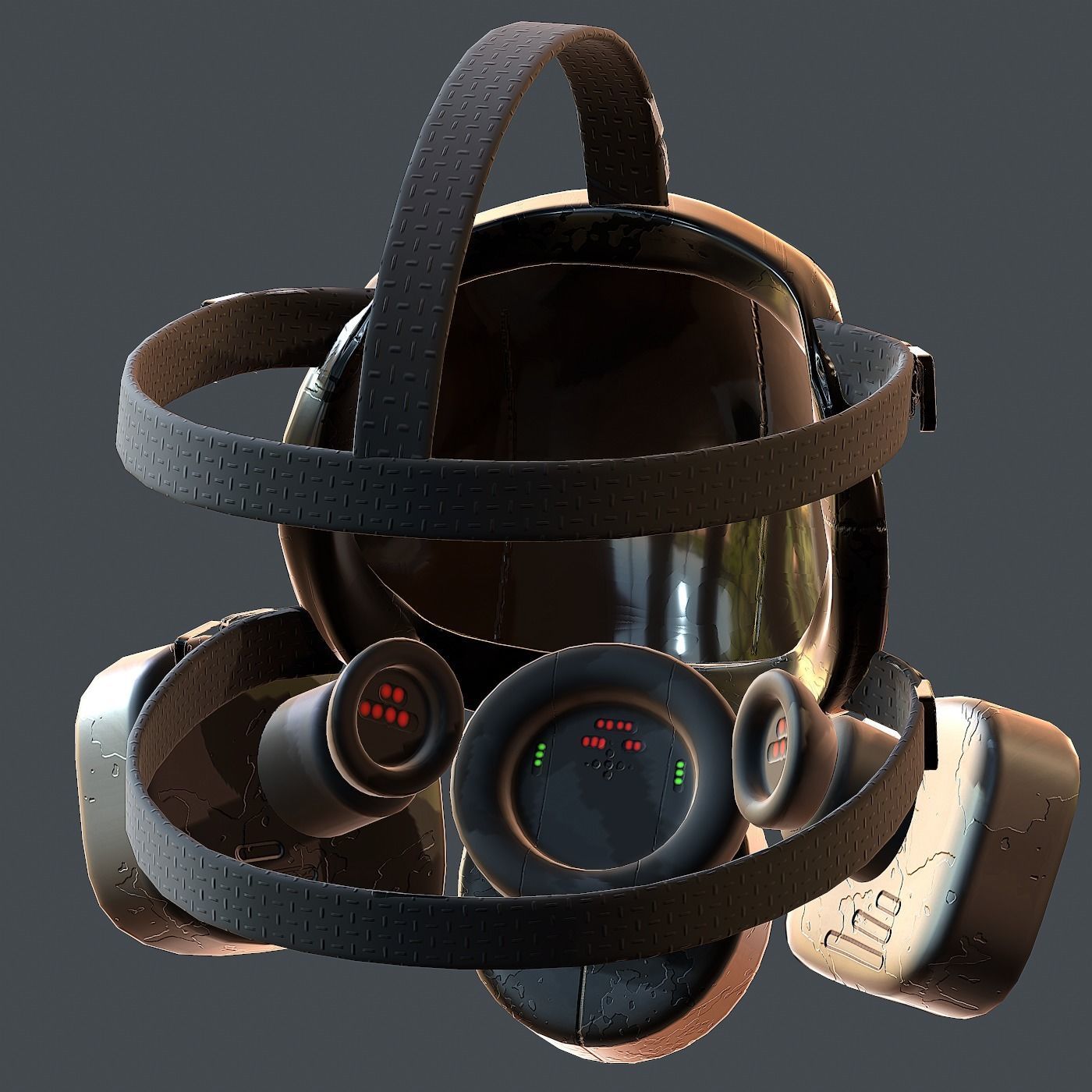 Gas mask helmet 3d model scifi Low-poly Low-poly 3D model_7