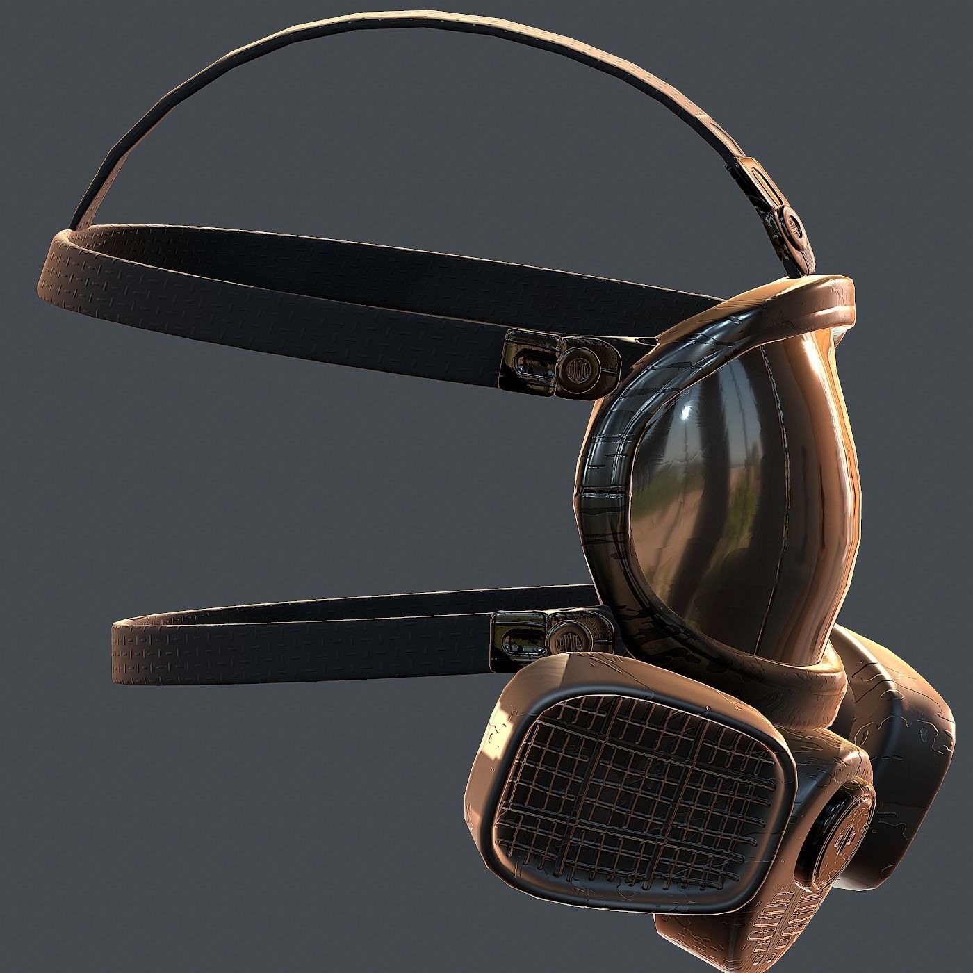 Gas mask helmet 3d model scifi Low-poly Low-poly 3D model_8