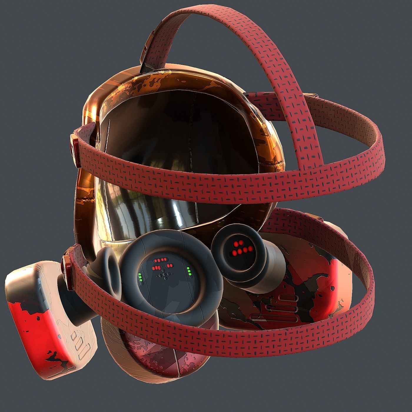 Gas mask helmet 3d model scifi Low-poly  Low-poly 3D model_5