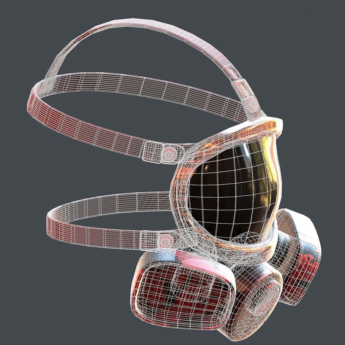 Gas mask helmet 3d model scifi Low-poly  Low-poly 3D model_11