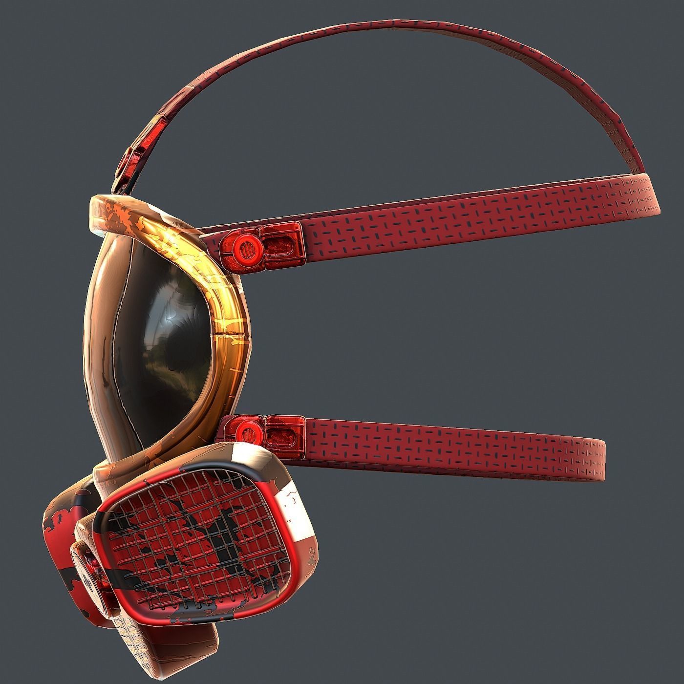 Gas mask helmet 3d model scifi Low-poly  Low-poly 3D model_6