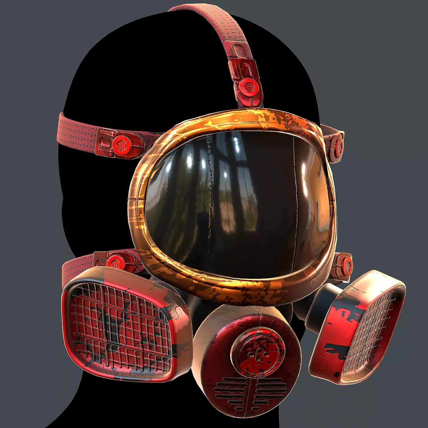 Gas mask helmet 3d model scifi Low-poly  Low-poly 3D model_0