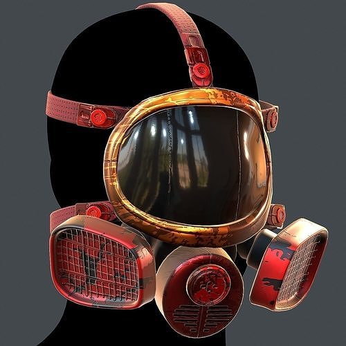 Gas mask helmet 3d model scifi Low-poly  Low-poly 3D model