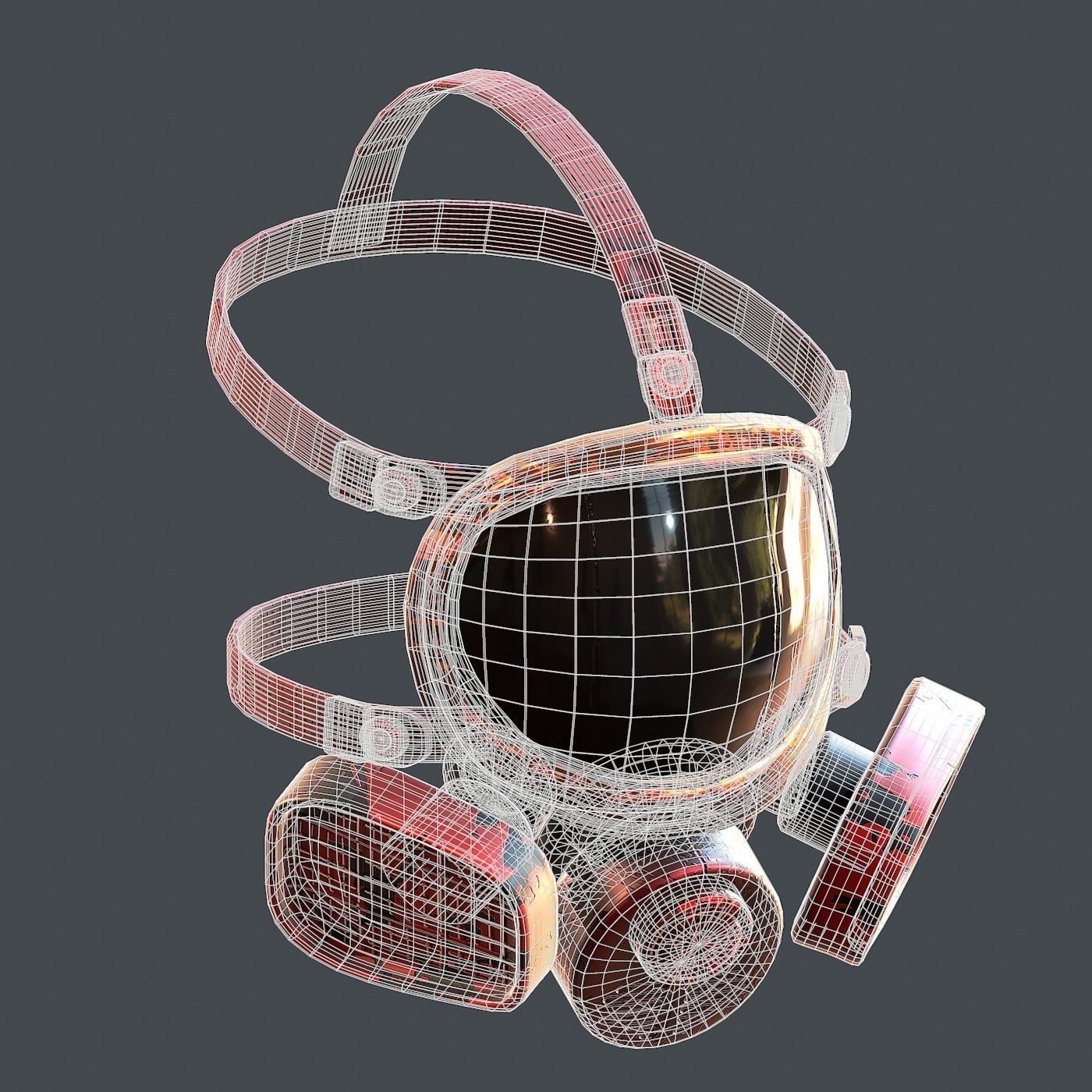 Gas mask helmet 3d model scifi Low-poly  Low-poly 3D model_10