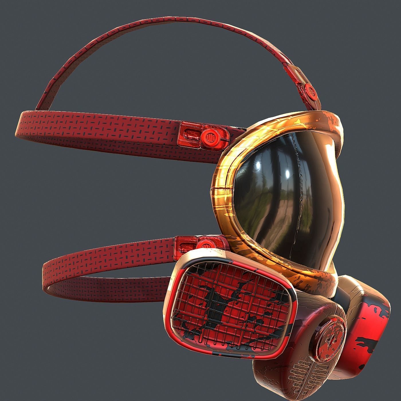 Gas mask helmet 3d model scifi Low-poly  Low-poly 3D model_3