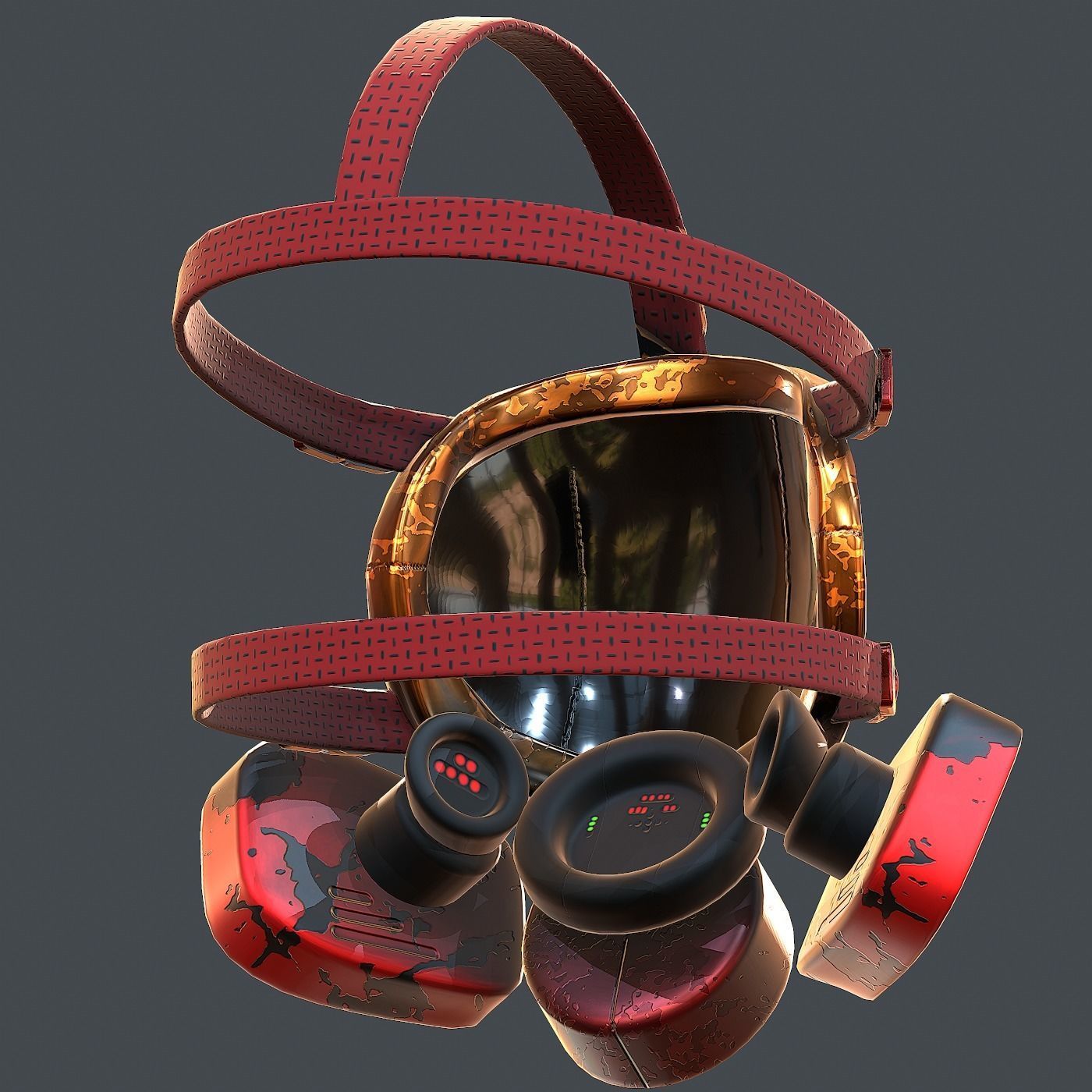 Gas mask helmet 3d model scifi Low-poly  Low-poly 3D model_4