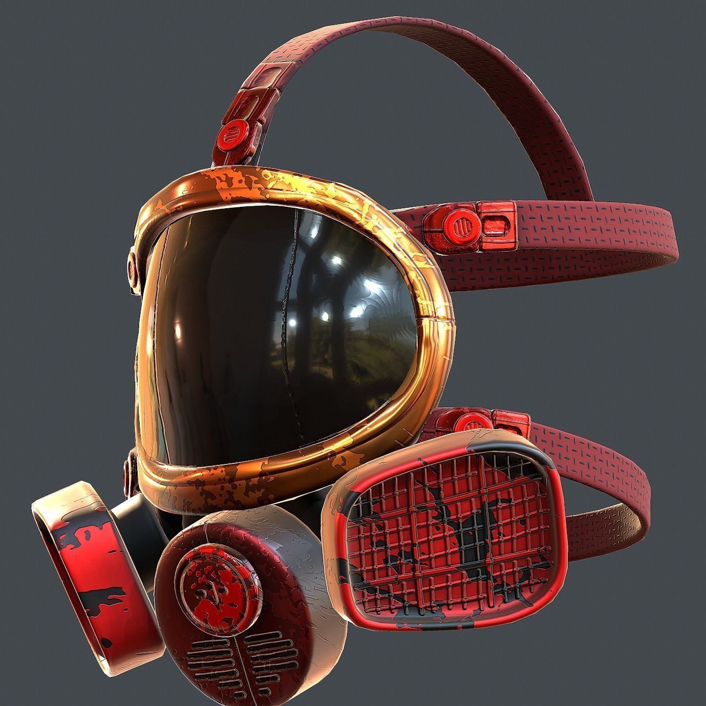 Gas mask helmet 3d model scifi Low-poly  Low-poly 3D model_7