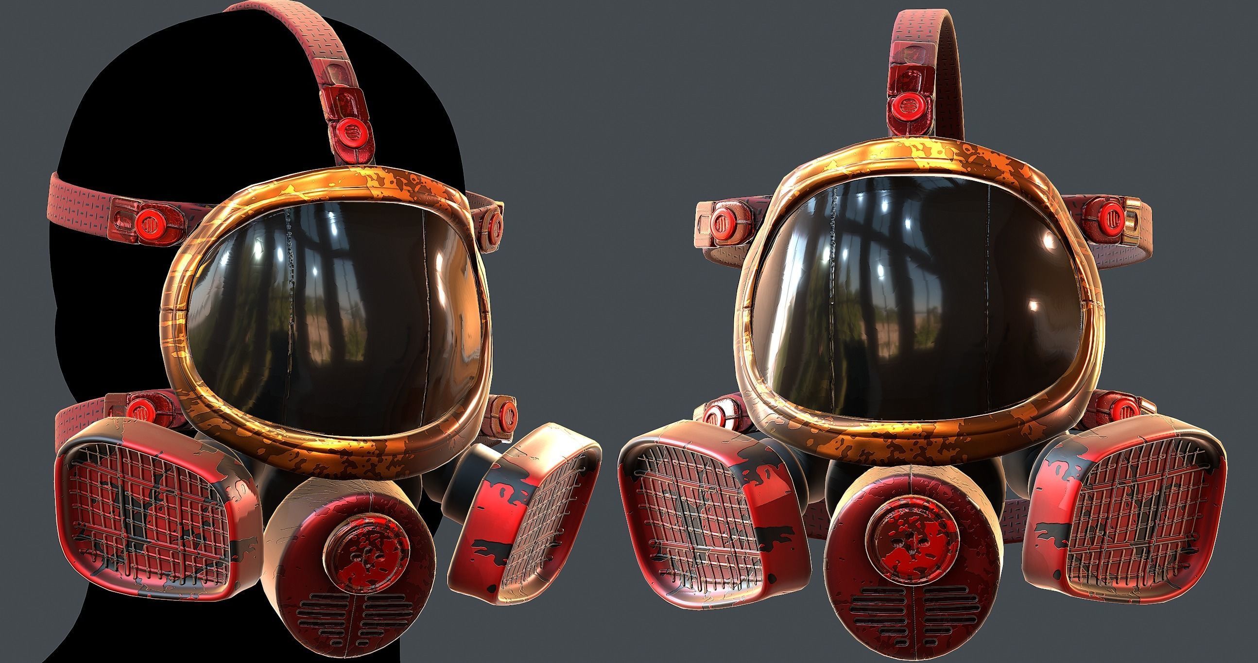 Gas mask helmet 3d model scifi Low-poly  Low-poly 3D model_1