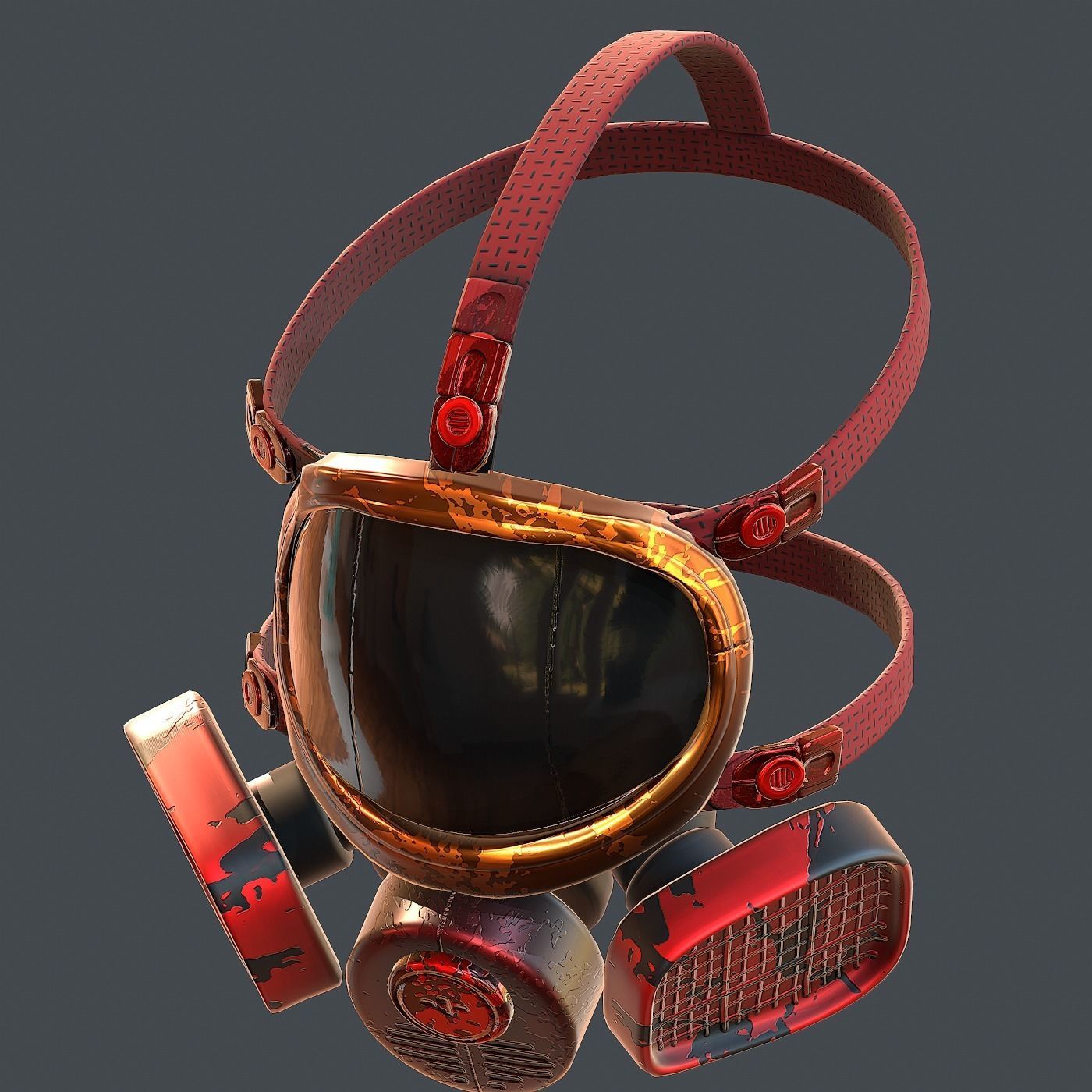 Gas mask helmet 3d model scifi Low-poly  Low-poly 3D model_8