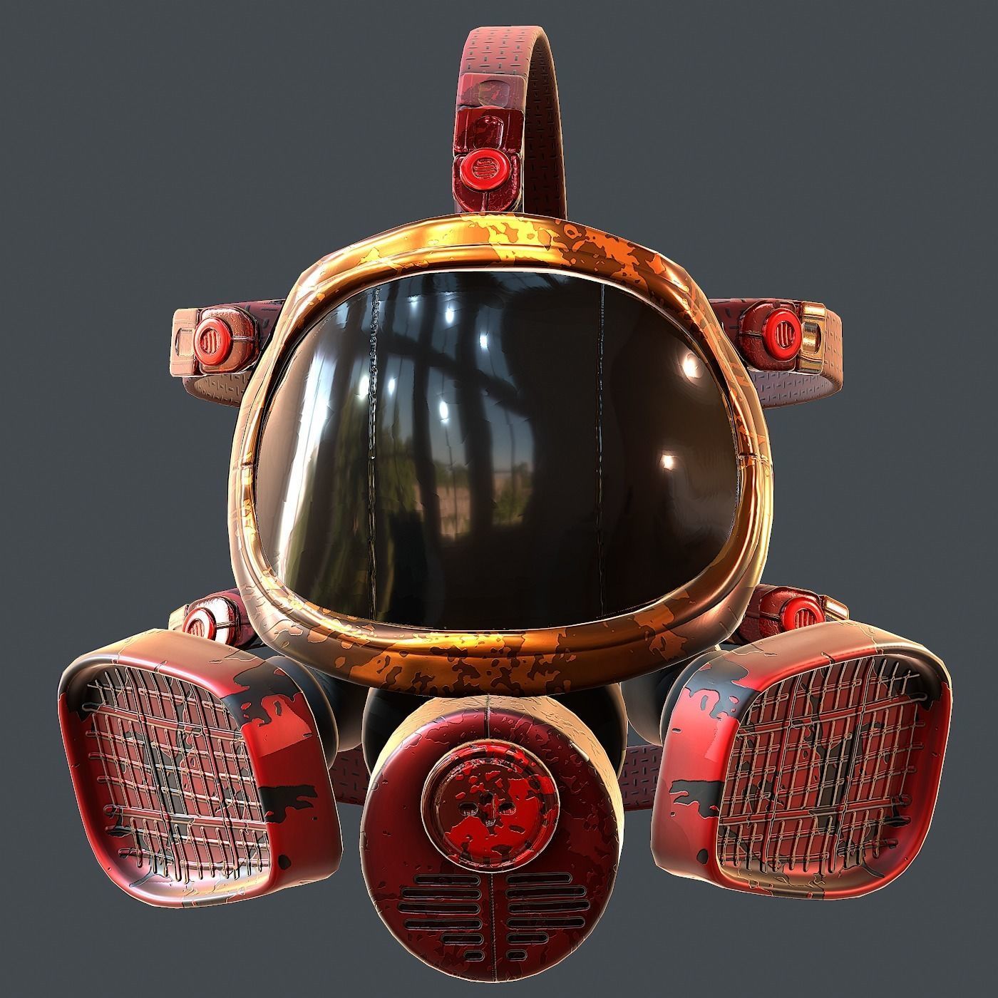 Gas mask helmet 3d model scifi Low-poly  Low-poly 3D model_2