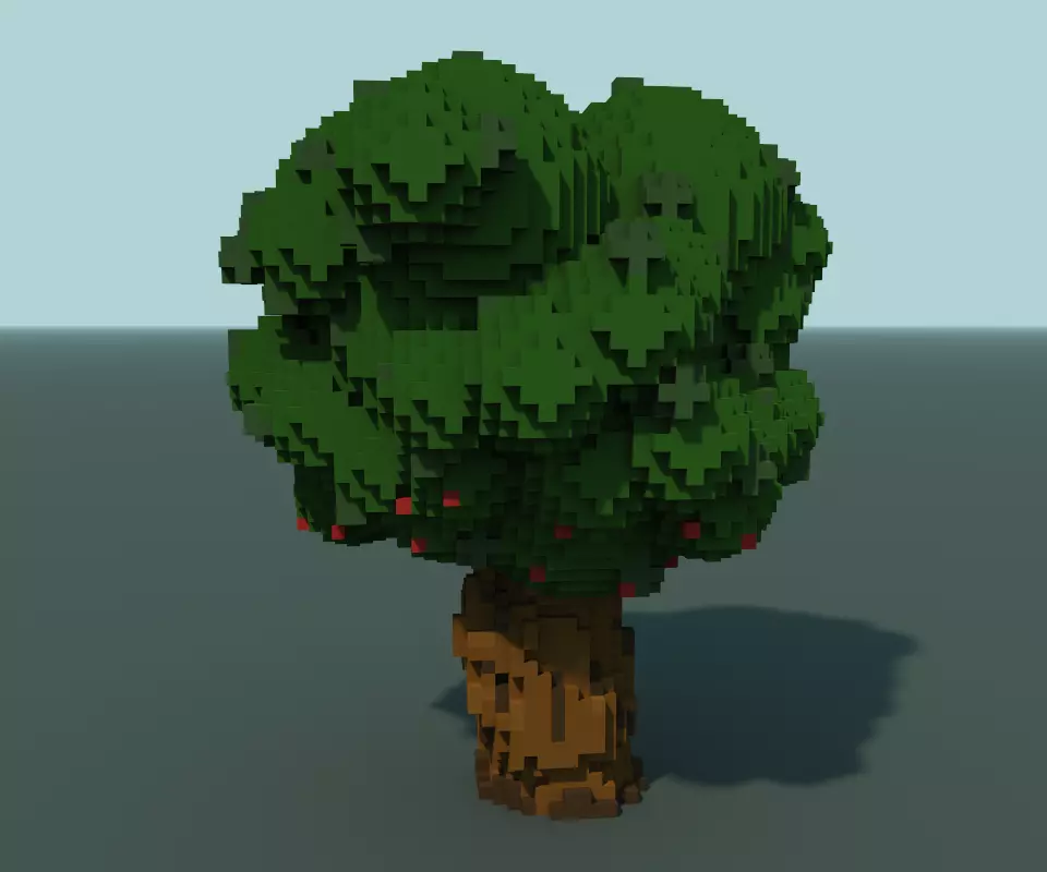 tree Pix voxel Free low-poly 3D model