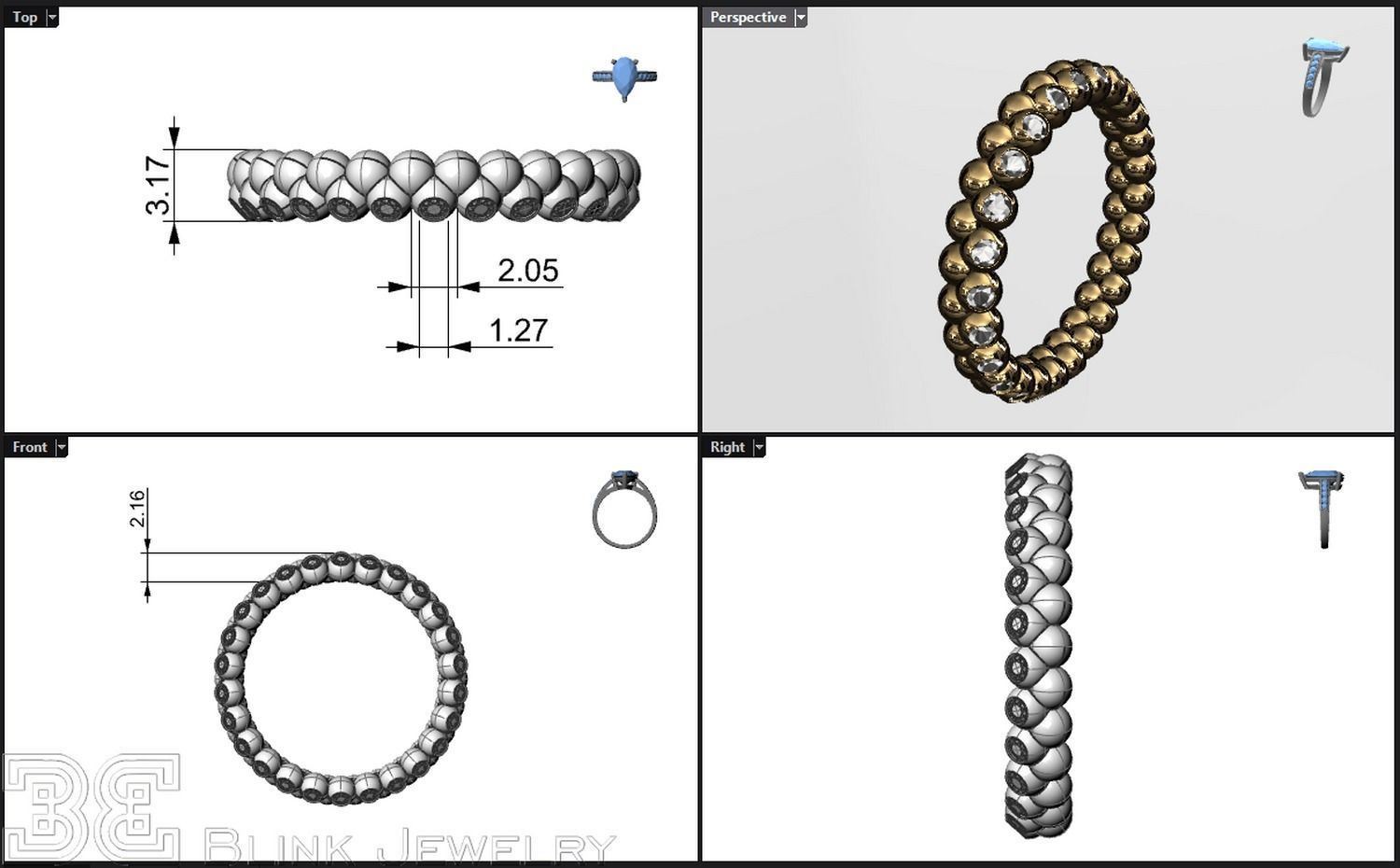 diamond eternity ring unique design wedding rings package 3D print model_3