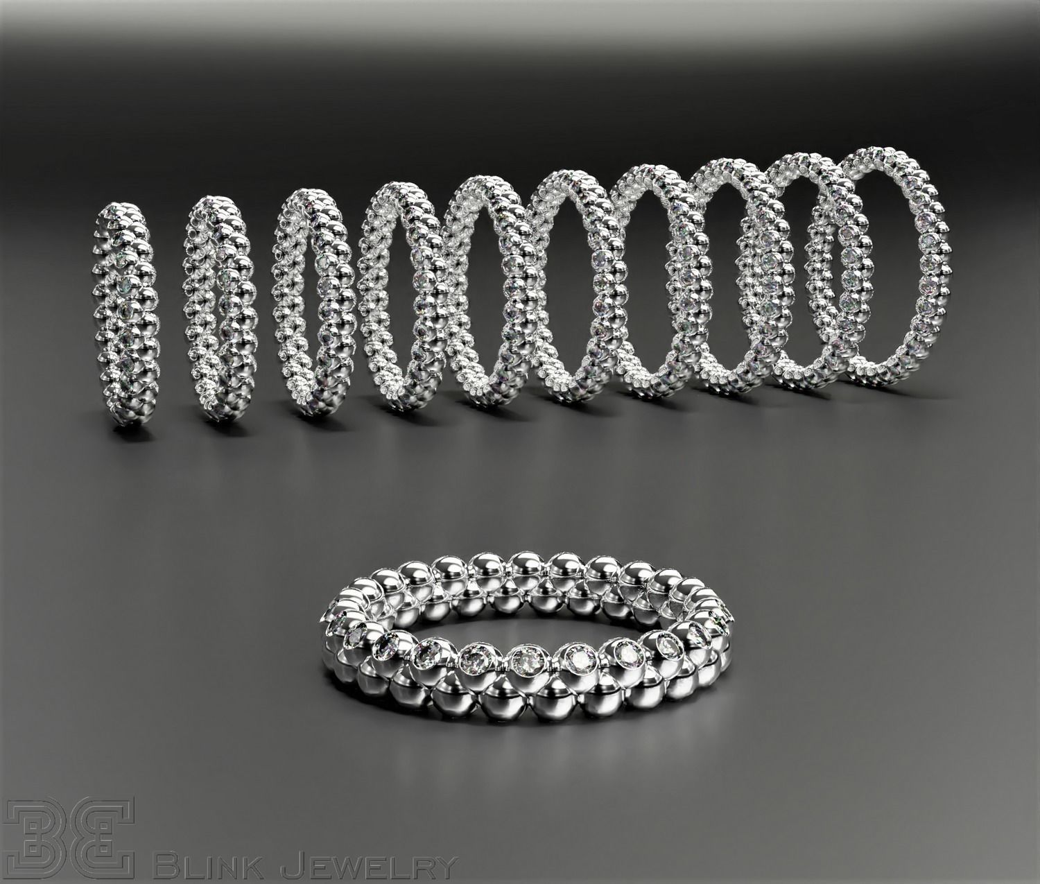 diamond eternity ring unique design wedding rings package 3D print model_1