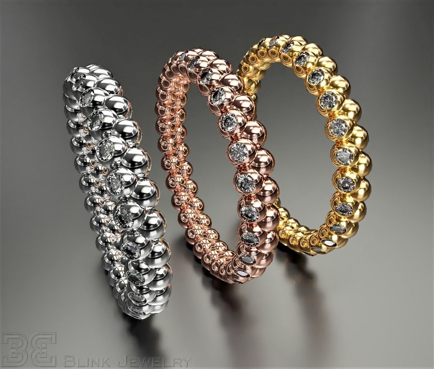 diamond eternity ring unique design wedding rings package 3D print model_7