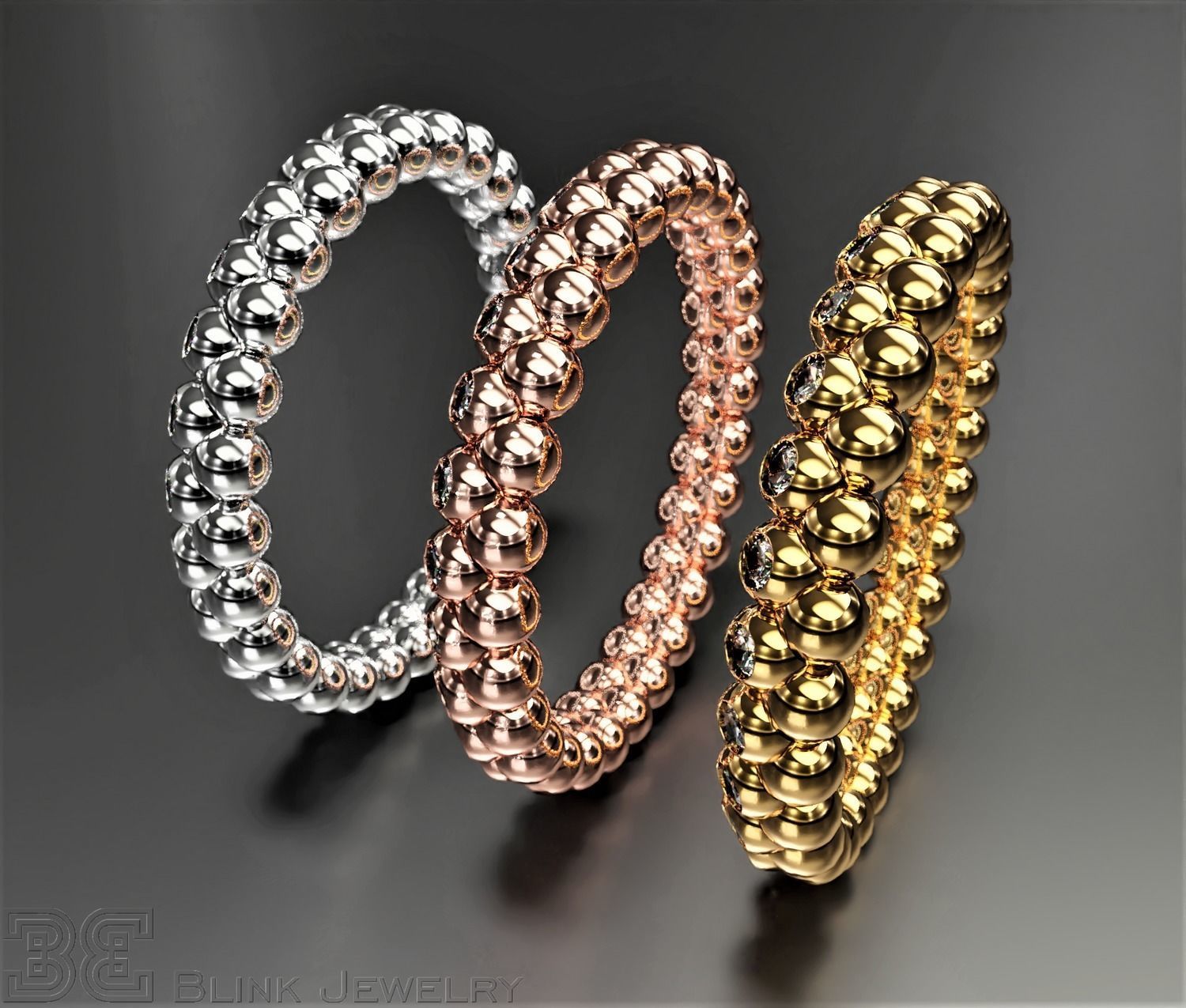 diamond eternity ring unique design wedding rings package 3D print model_4