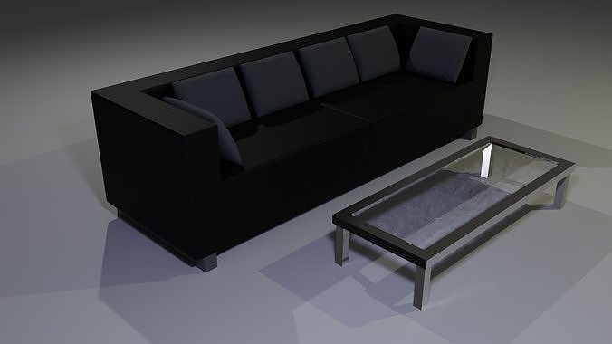Sofa and Coffee table Low-poly 3D model