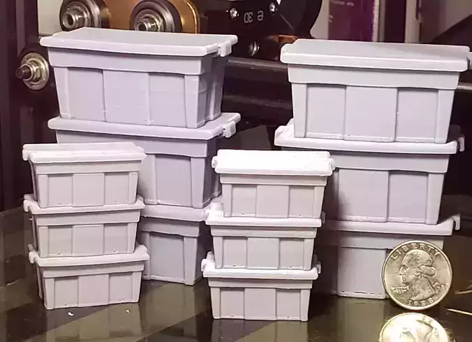 Miniature dollhouse storage bins   3D print model