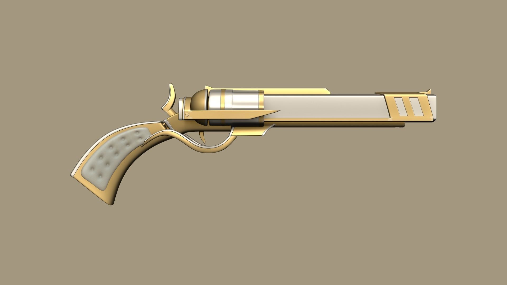 SciFi Golden Revolver - Luxury Gun - Weaponry Low-poly 3D model_7