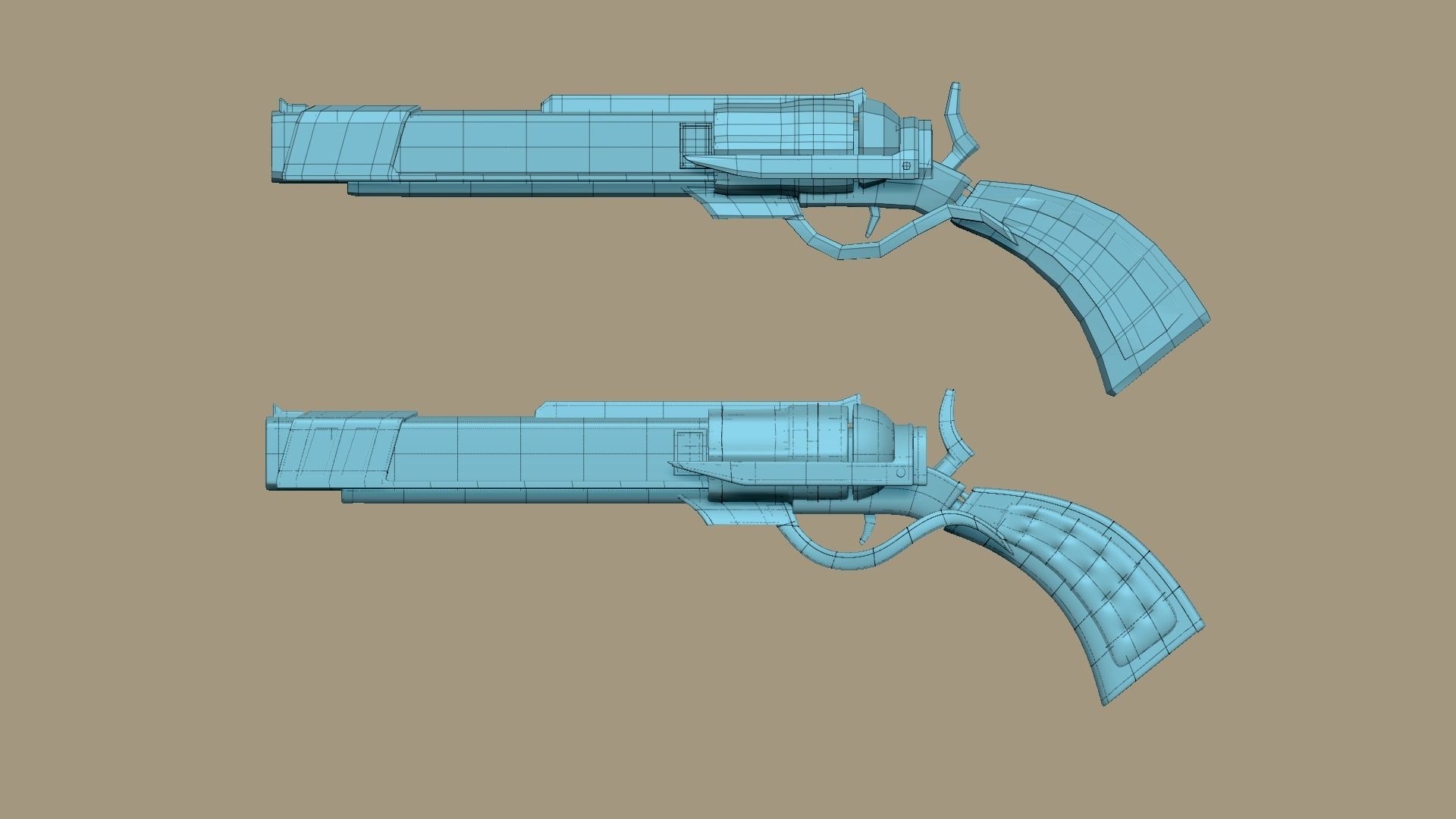 SciFi Golden Revolver - Luxury Gun - Weaponry Low-poly 3D model_19