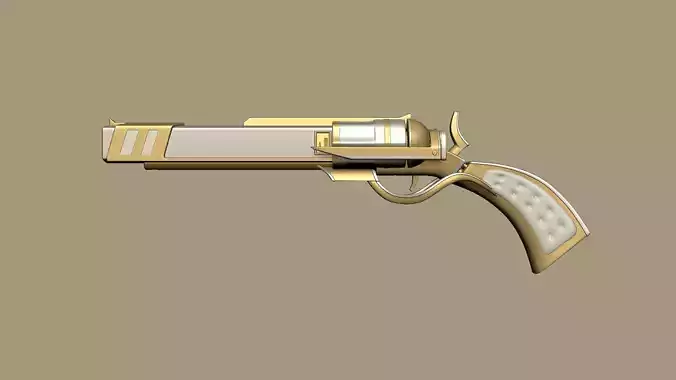 SciFi Golden Revolver - Luxury Gun - Weaponry Low-poly 3D model
