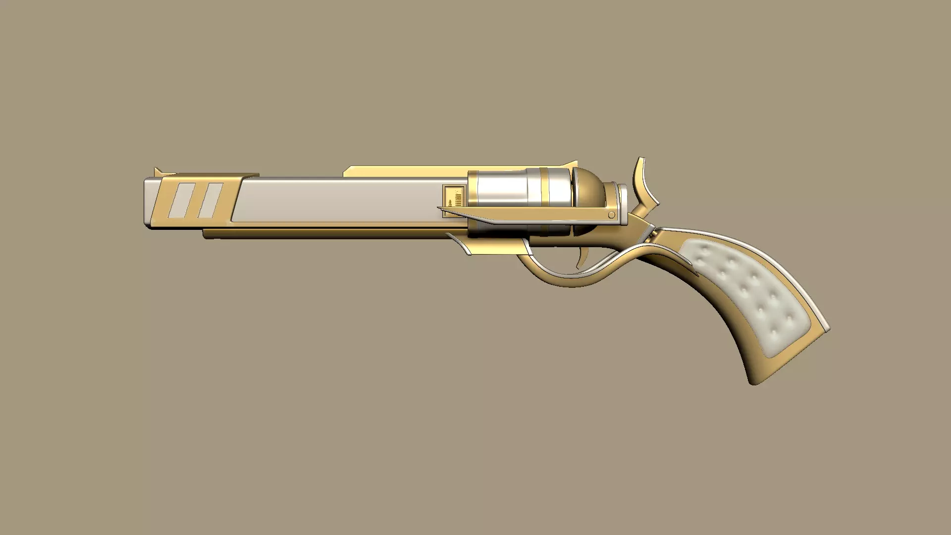 SciFi Golden Revolver - Luxury Gun - Weaponry Low-poly 3D model_0