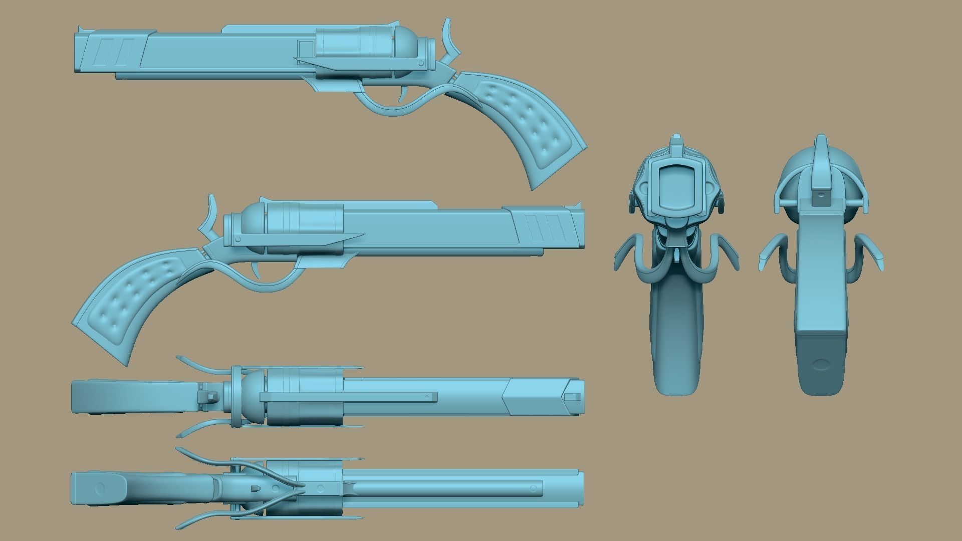 SciFi Golden Revolver - Luxury Gun - Weaponry Low-poly 3D model_17