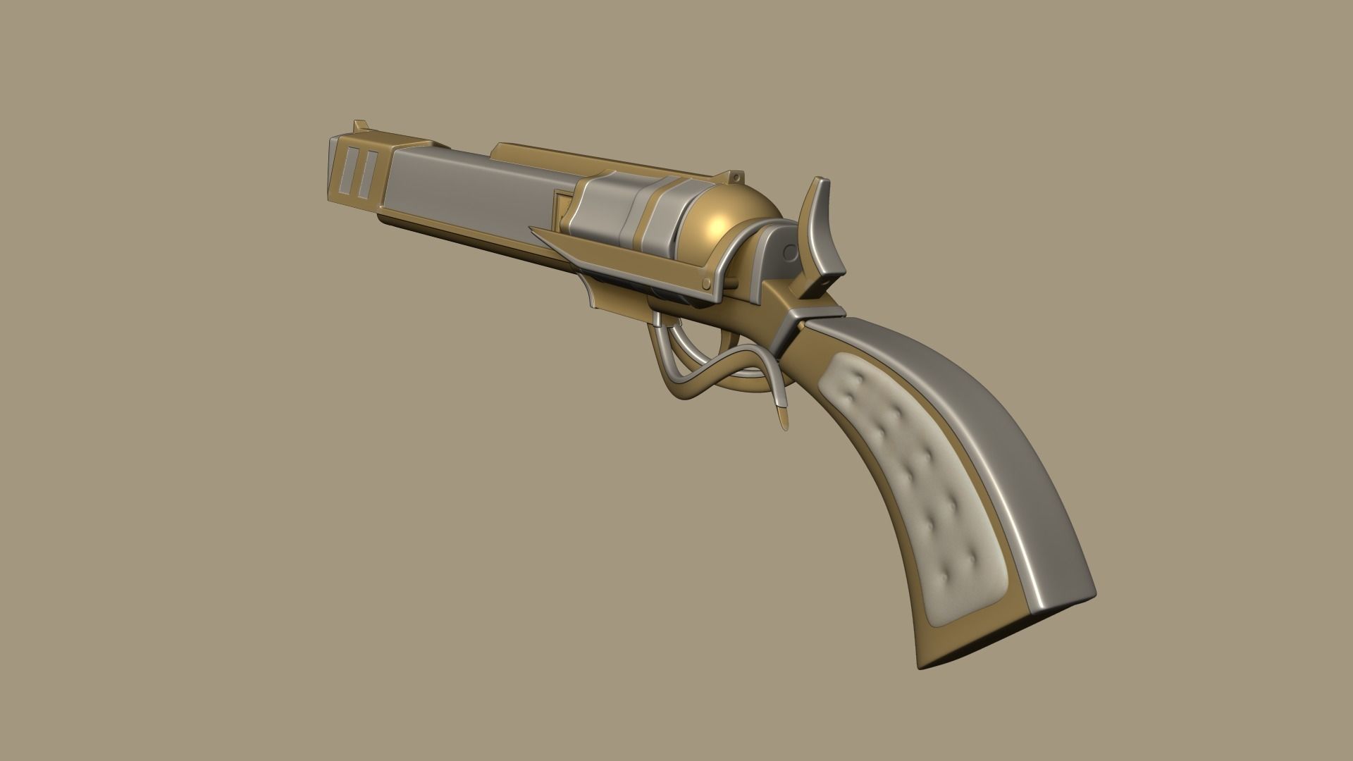 SciFi Golden Revolver - Luxury Gun - Weaponry Low-poly 3D model_8