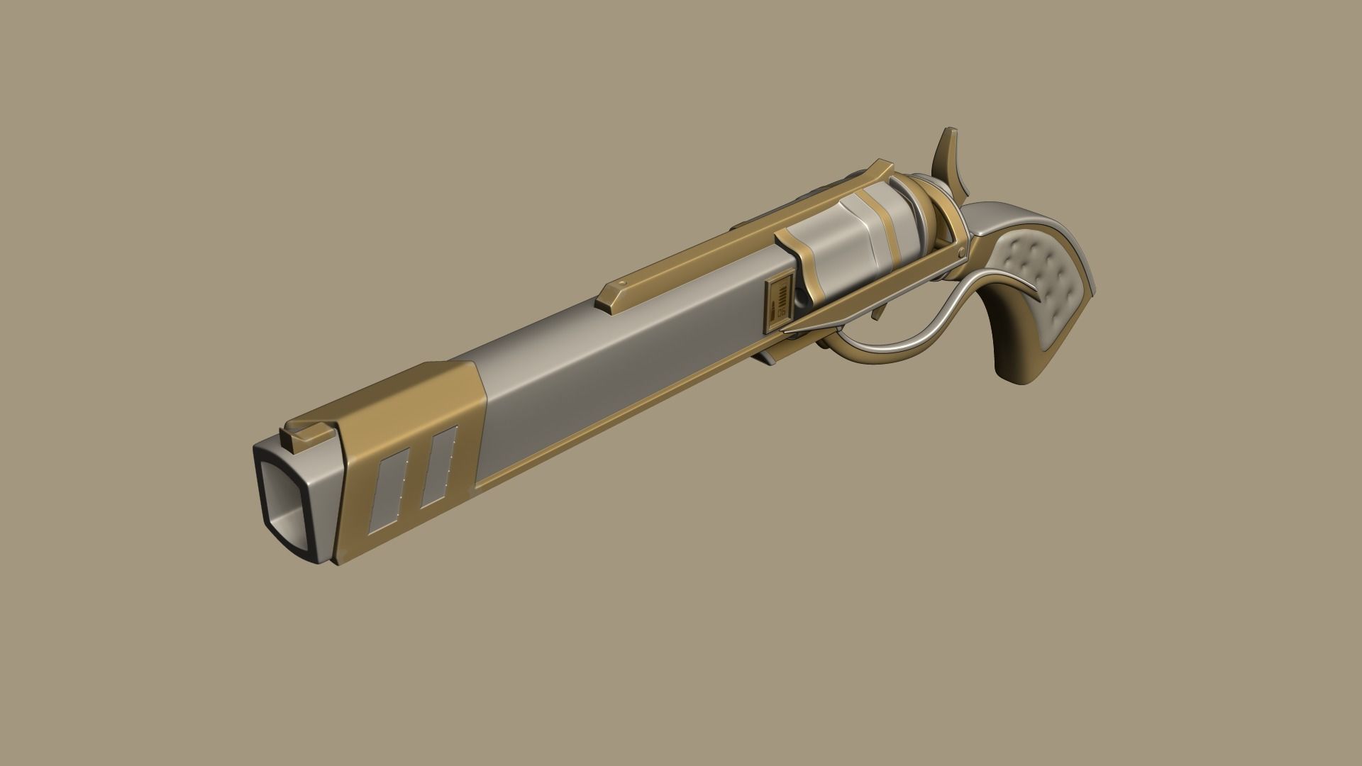 SciFi Golden Revolver - Luxury Gun - Weaponry Low-poly 3D model_1