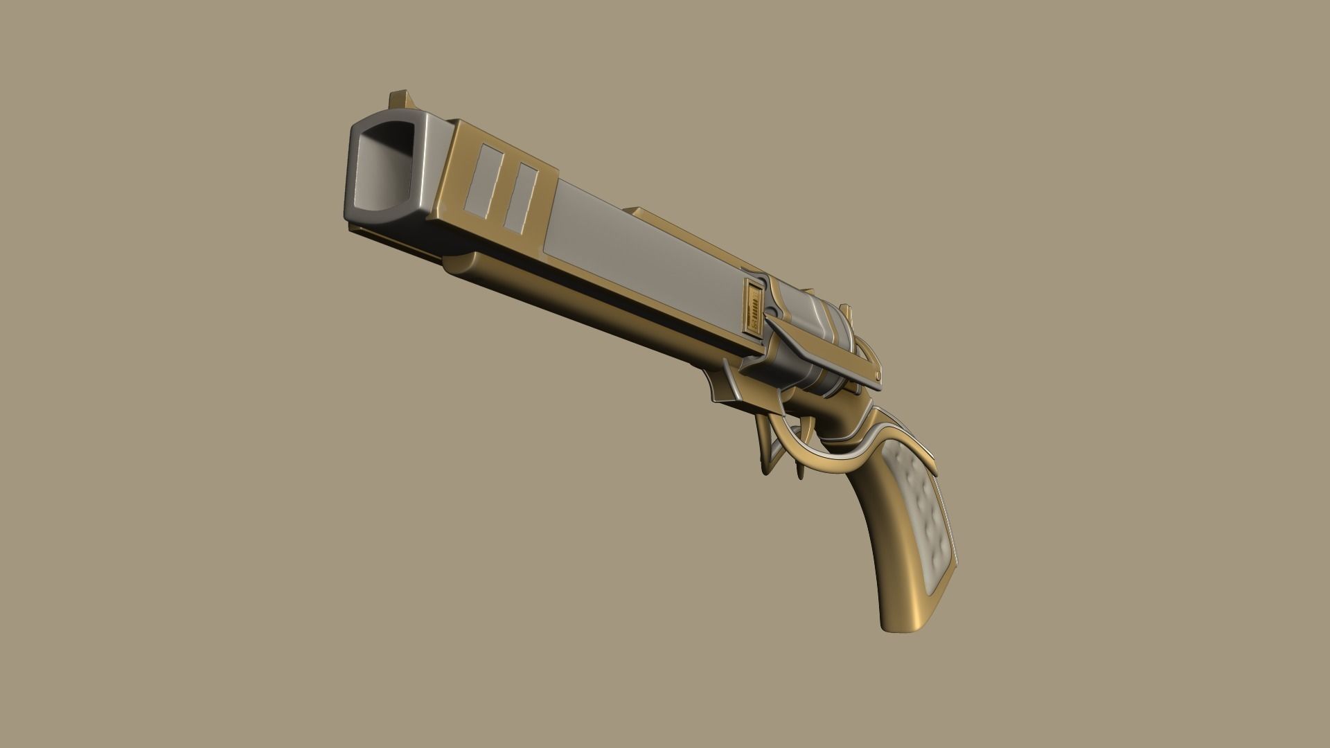 SciFi Golden Revolver - Luxury Gun - Weaponry Low-poly 3D model_9