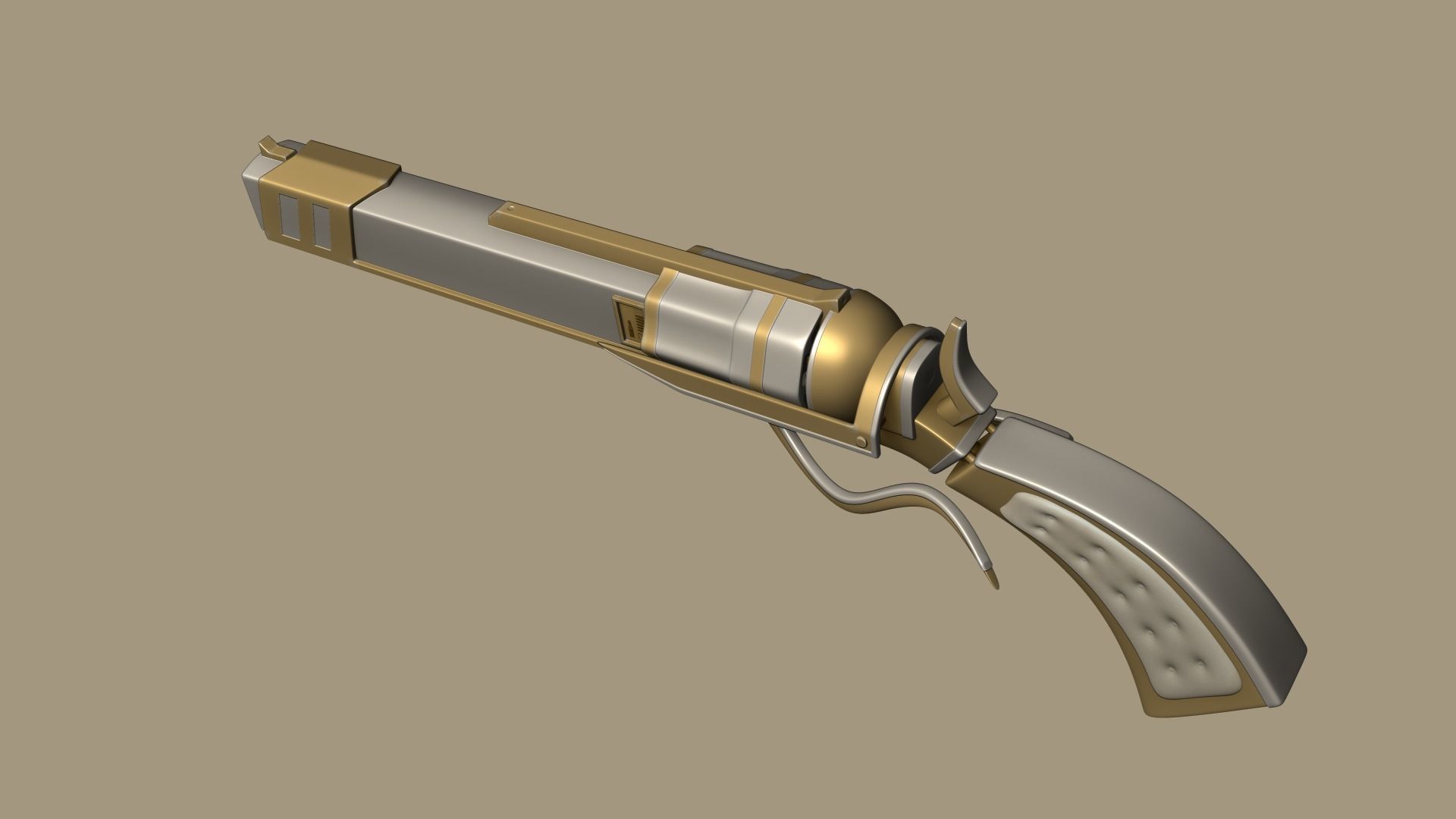 SciFi Golden Revolver - Luxury Gun - Weaponry Low-poly 3D model_2