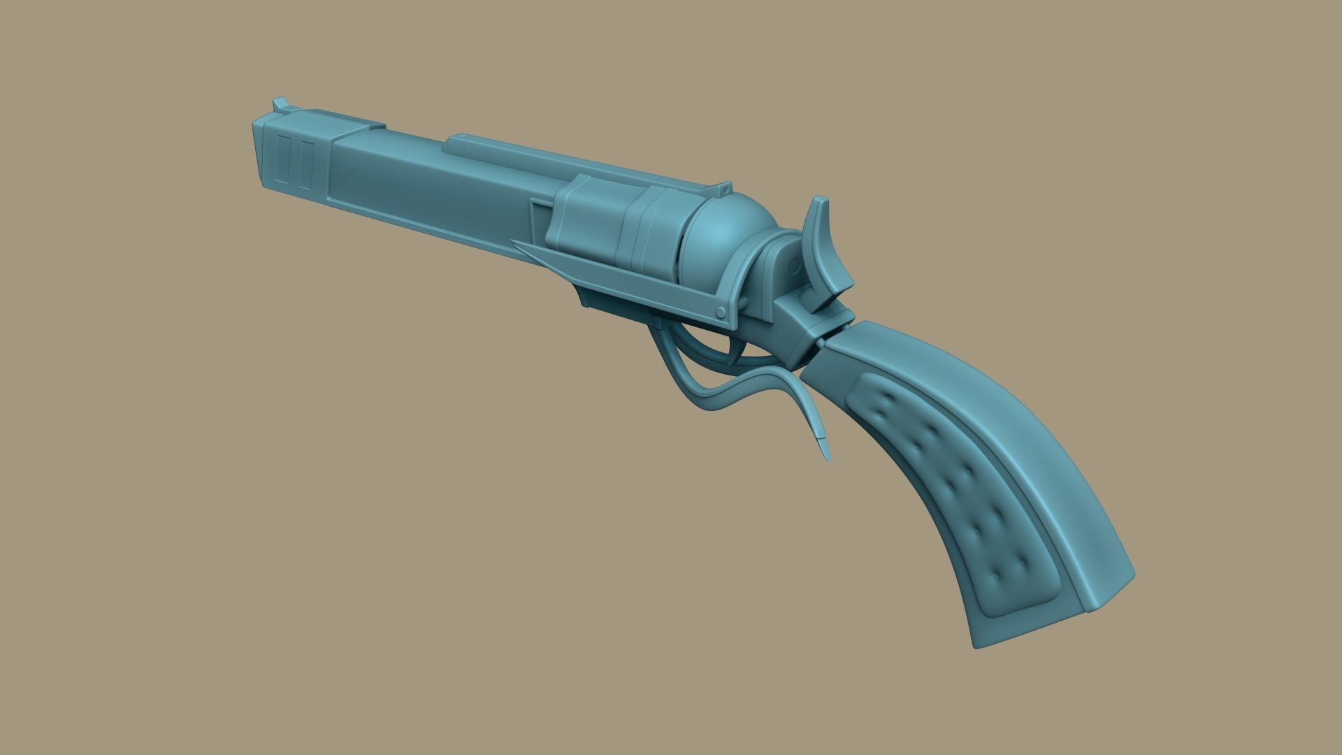 SciFi Golden Revolver - Luxury Gun - Weaponry Low-poly 3D model_3
