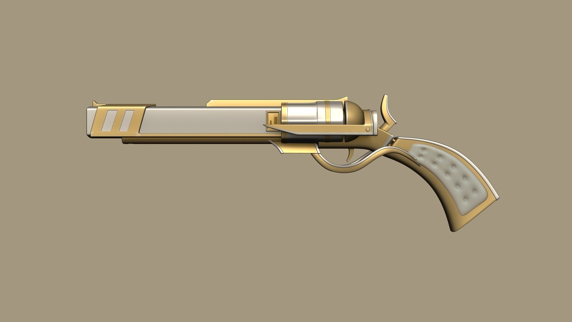 SciFi Golden Revolver - Luxury Gun - Weaponry Low-poly 3D model_14