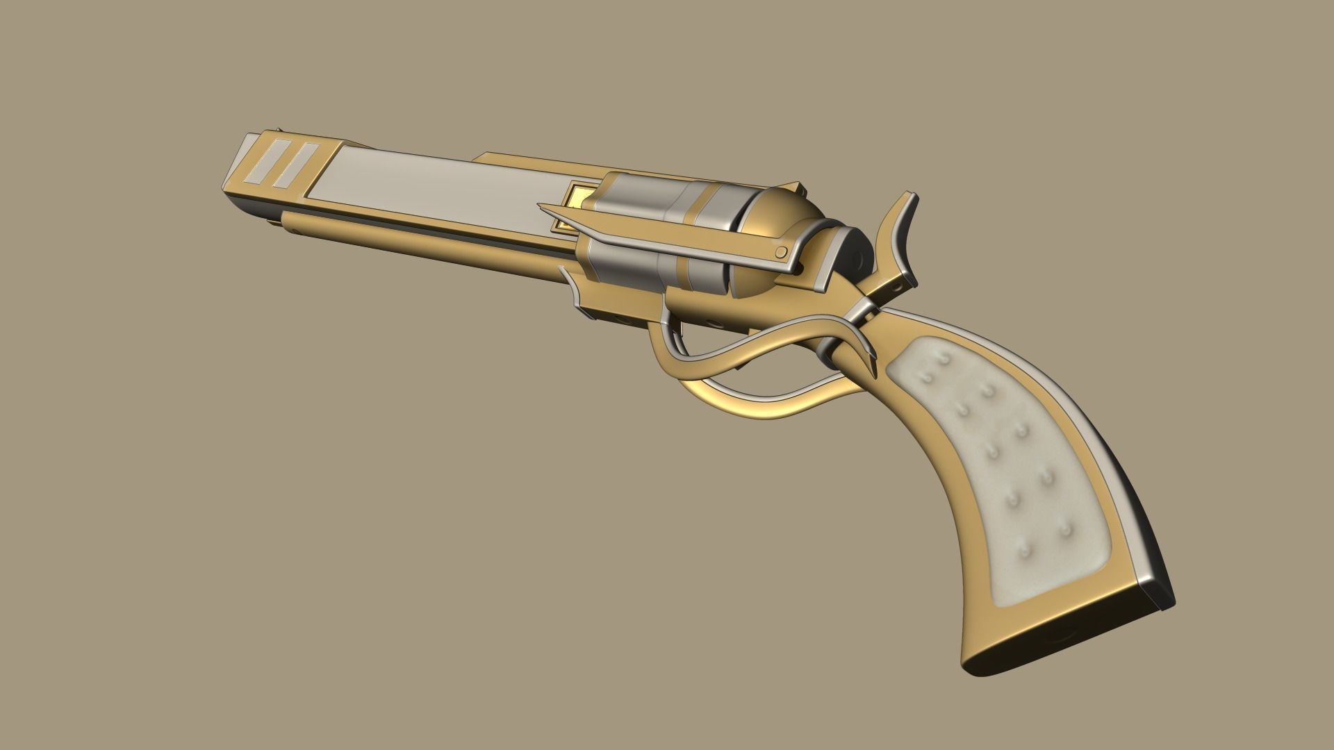 SciFi Golden Revolver - Luxury Gun - Weaponry Low-poly 3D model_5