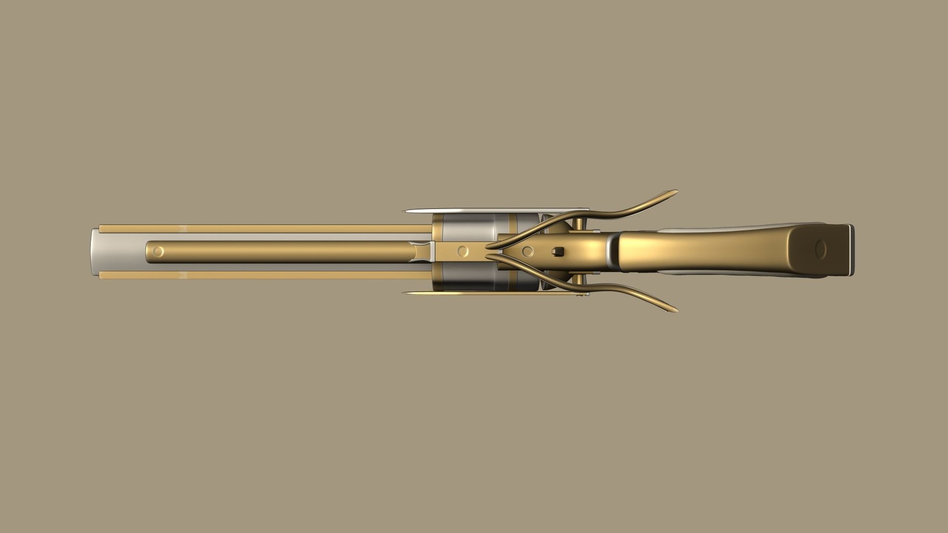 SciFi Golden Revolver - Luxury Gun - Weaponry Low-poly 3D model_12