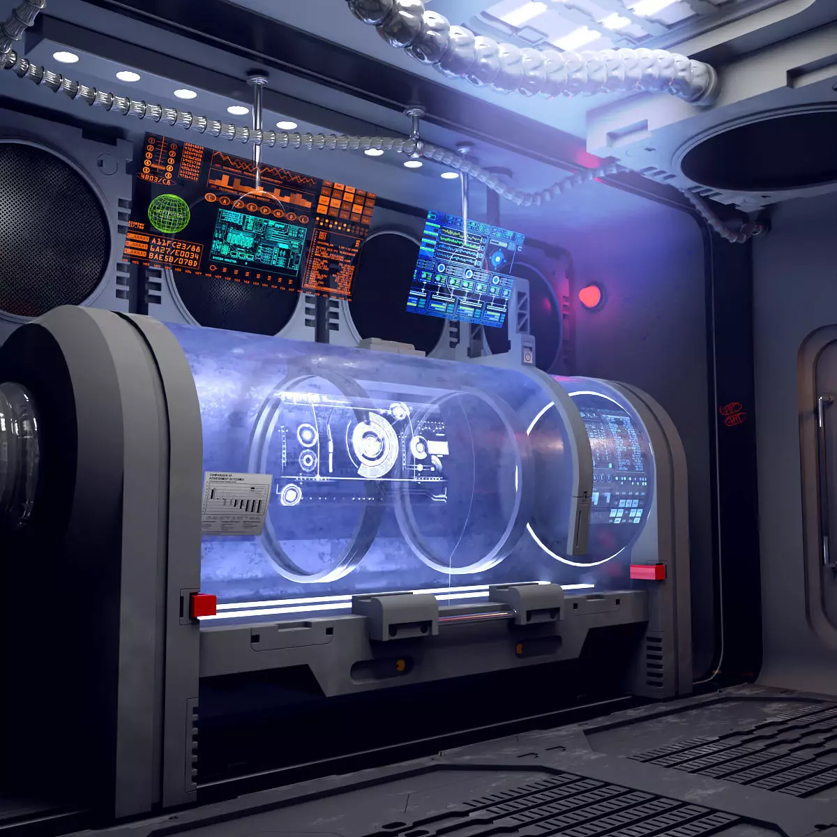 sci - fi resuscitation capsule 3D model_0