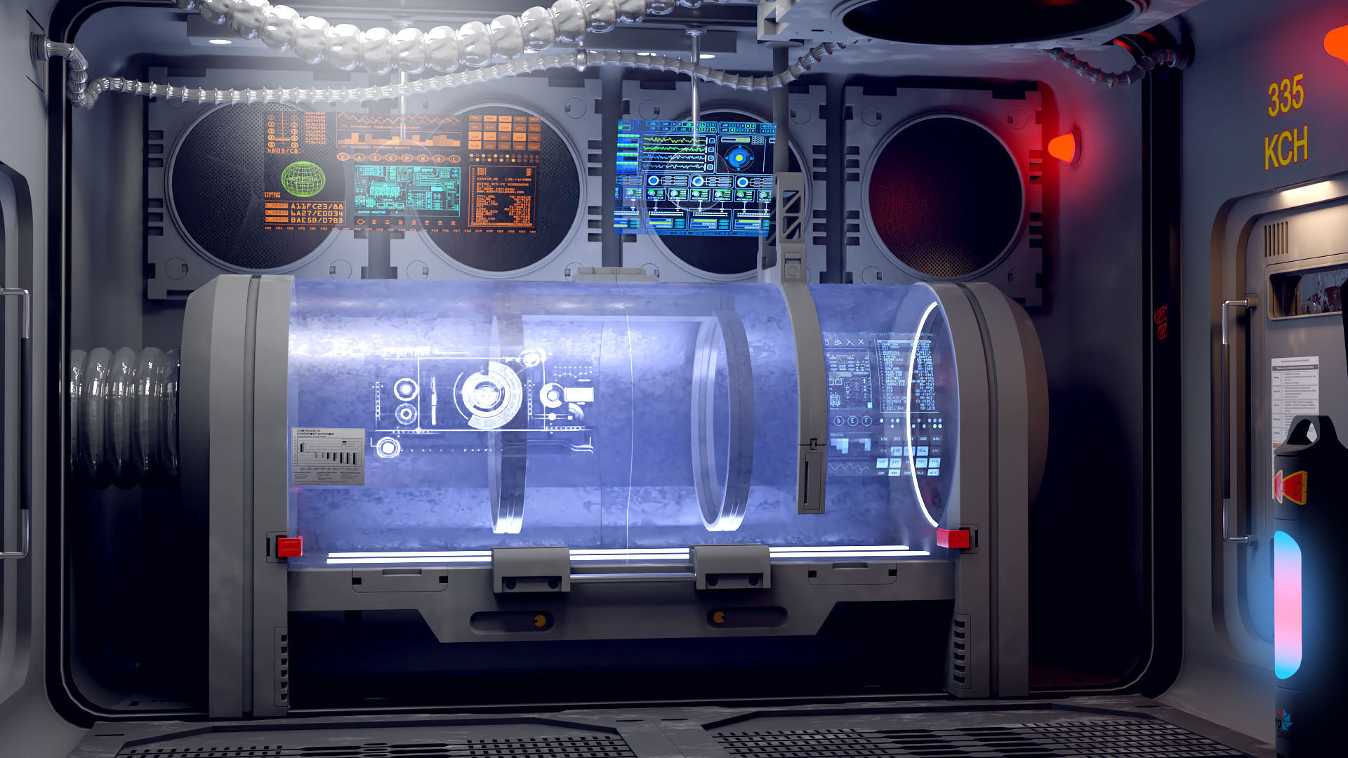 sci - fi resuscitation capsule 3D model_2