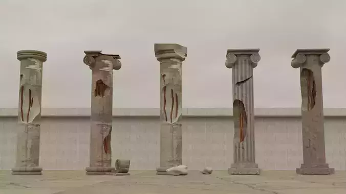 Ancient Greek Damaged Pillars