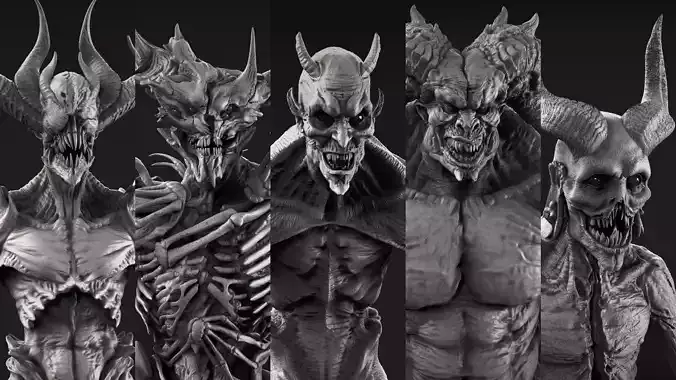 Demons High Poly Sculpts Bundle 2