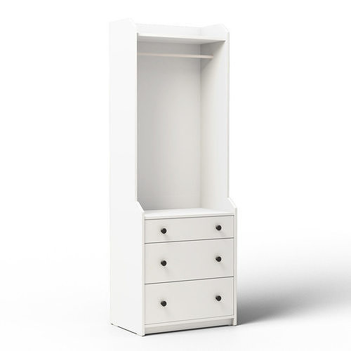 HAUGA - Open wardrobe with 3 drawers 3D model