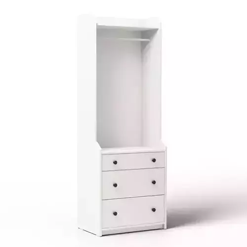HAUGA - Open wardrobe with 3 drawers 3D model