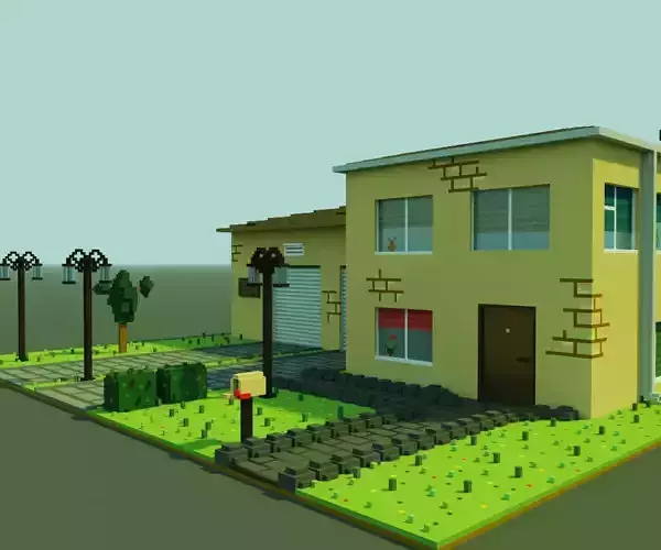 House-Pix house on street Low-poly 3D model