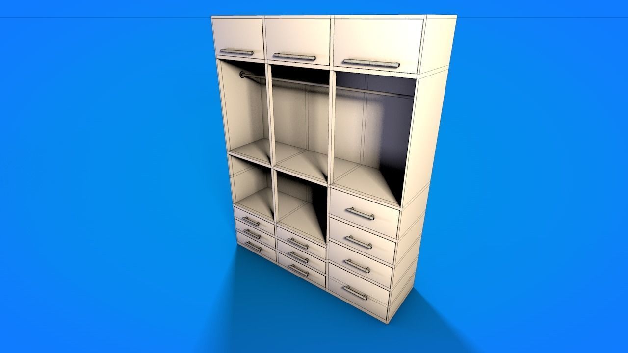Wooden Wardrobe 3D model_1