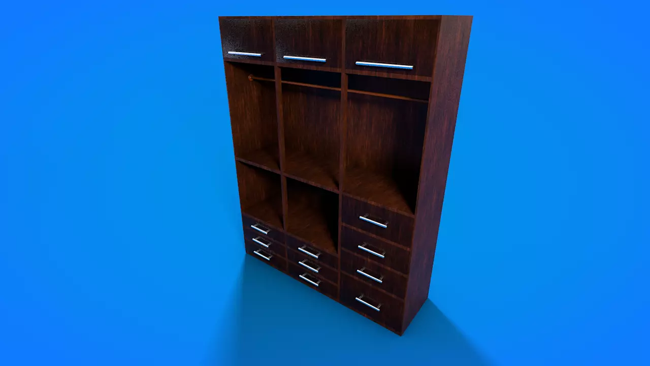 Wooden Wardrobe 3D model_0