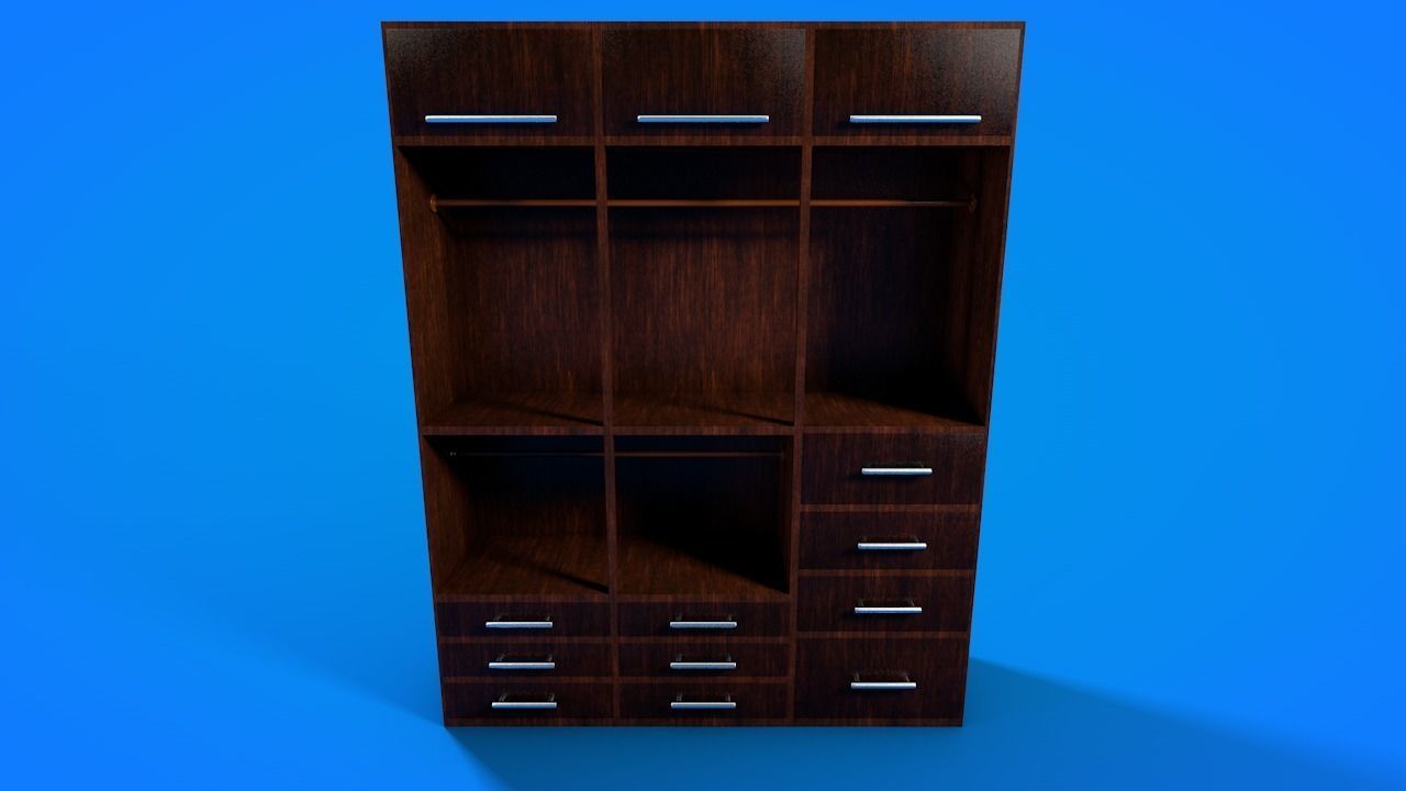 Wooden Wardrobe 3D model_3