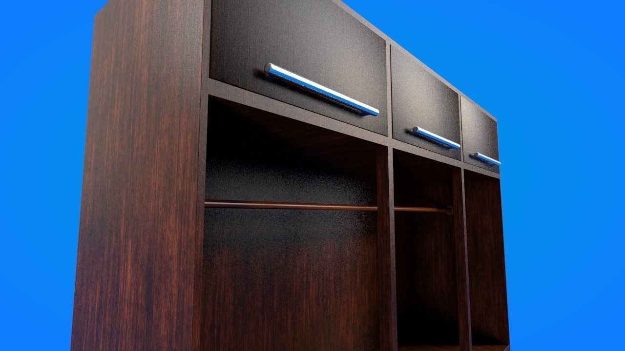 Wooden Wardrobe 3D model_4