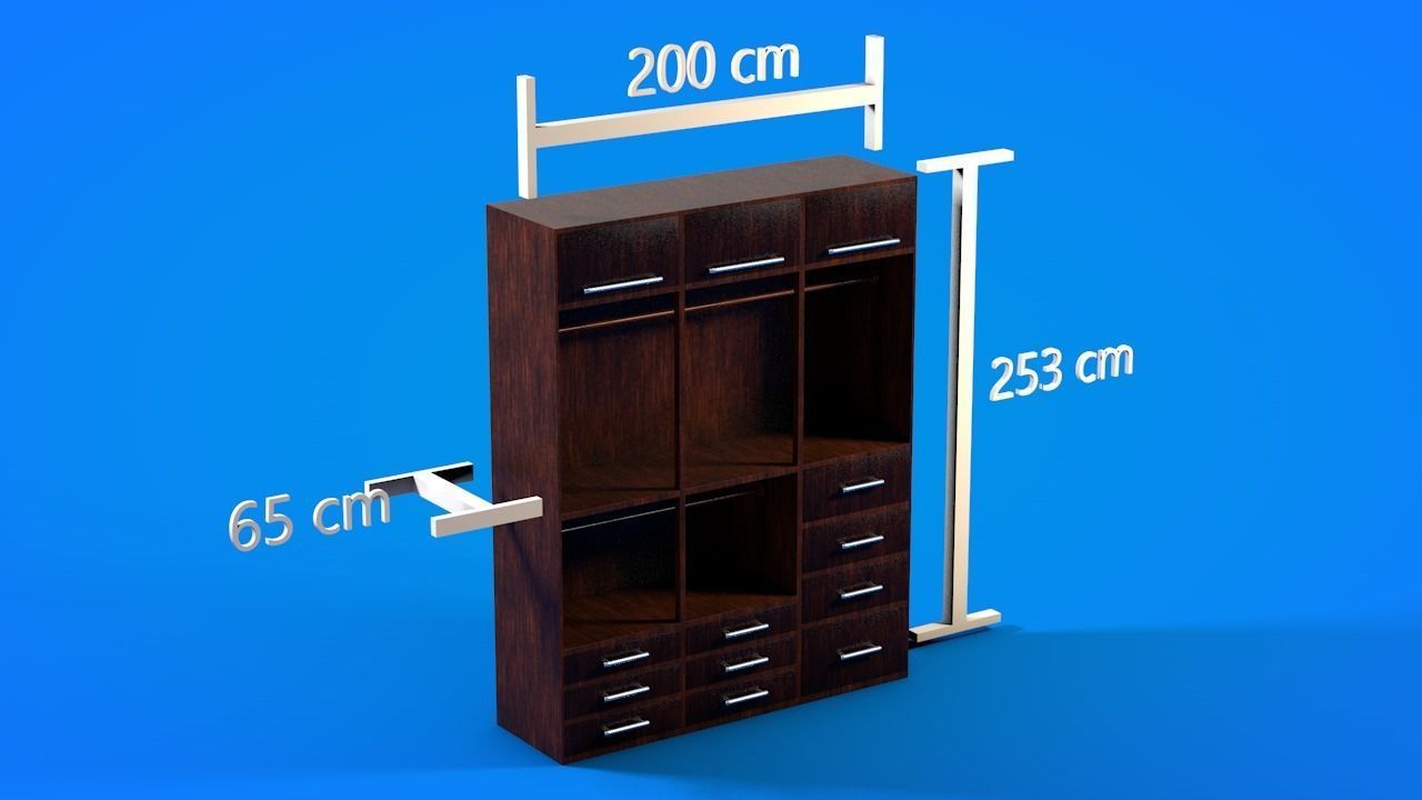 Wooden Wardrobe 3D model_5
