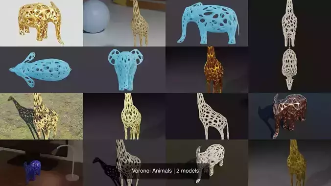 Voronoi Animals 3D Model Collection
