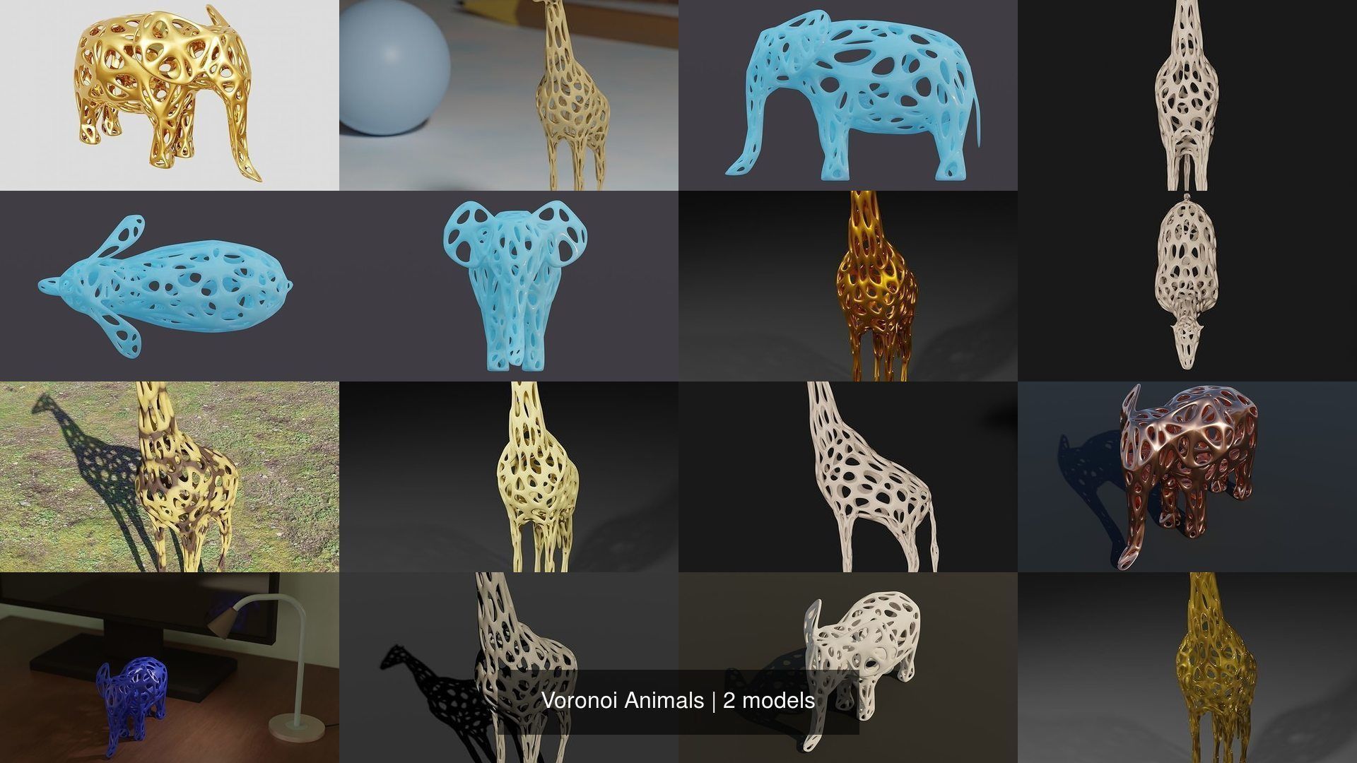 Voronoi Animals 3D Model Collection CGTrader