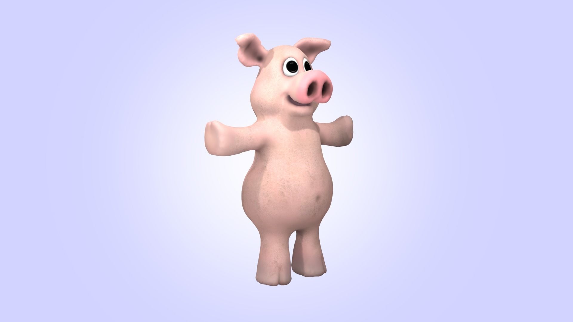 Cartoon Funny Pig  3D model_7